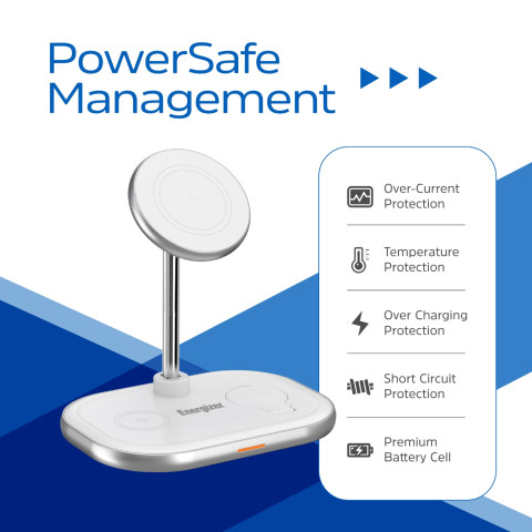 Зарядний пристрій 15W 3-in-1 Magnetic Wireless Fast Charger white Energizer