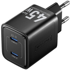 Зарядний пристрій 2xUSB-С 45W GaN чорний Vention