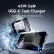 Зарядний пристрій 2xUSB-С 45W GaN чорний Vention