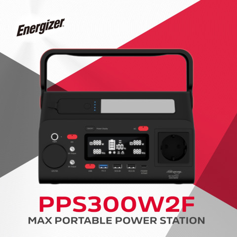 Зарядна станція Energizer 300Вт (293Вт/г) DC, Li-ion, MPPT, QI-10W, USB-C PD 60Вт, ліхтар