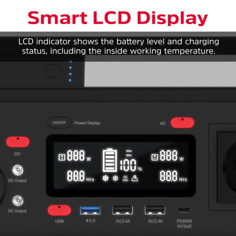 Зарядна станція Energizer 300Вт (293Вт/г) DC, Li-ion, MPPT, QI-10W, USB-C PD 60Вт, ліхтар