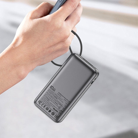 УМБ Acefast 10000mAh 30W PD USB-A,USB-C In/Out, with built-in USB-C cable M7 Black