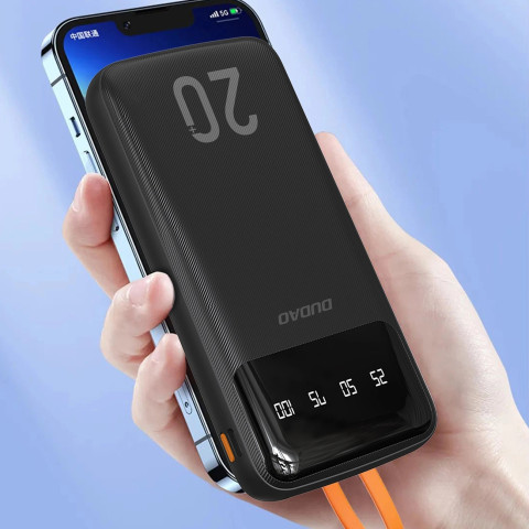 УМБ Dudao 20000mAh K6Pro+ 10W USB-A,USB-C In/Out,with USB-C/Lightning/MicroUSB/USB-A cables Black