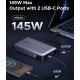 УМБ Ugreen 20000mAh 145W PD3.1.QC, USB-A,USB-С IN/OUT, with built in USB-C cable (PB551) Gray