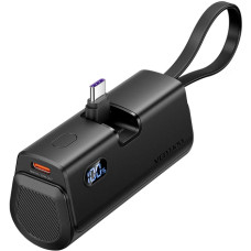 УМБ Vention 4800mAh 22,5W PD, USB-C In/Out, LED display, with built-in USB-C cable Black