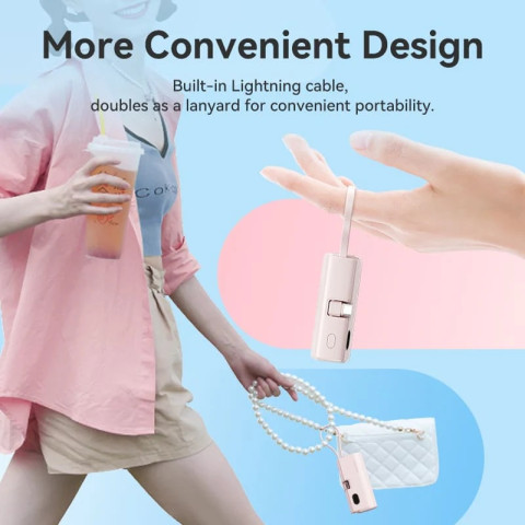 УМБ Vention 4800mAh 22,5W PD, USB-C In/Out, LED display, with built-in USB-C cable Blue