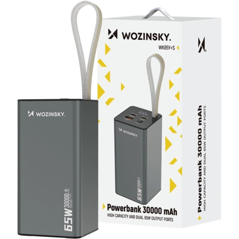 УМБ Wozinsky 30000mAh K65+ 65W PD,QC USB-A,2xUSB-C Gray