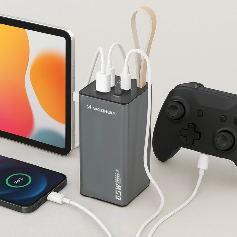 УМБ Wozinsky 30000mAh K65+ 65W PD,QC USB-A,2xUSB-C Gray