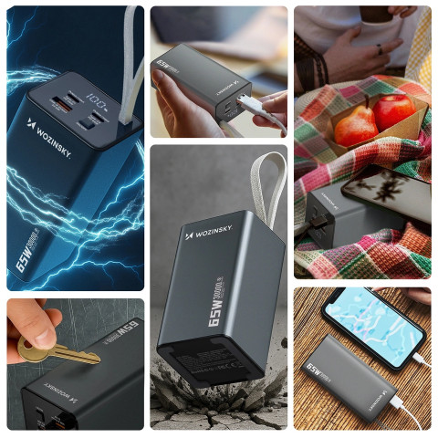 УМБ Wozinsky 30000mAh K65+ 65W PD,QC USB-A,2xUSB-C Gray