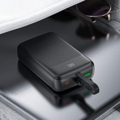 УМБ Acefast 20000mAh 22,5W PD,QC3.0 USB-A+USB-C In/Out,built-in cable M14 Black
