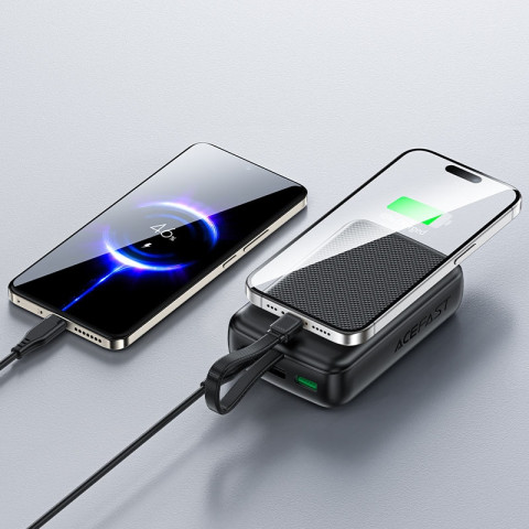 УМБ Acefast 20000mAh 22,5W PD,QC3.0 USB-A+USB-C In/Out,built-in cable M14 Black