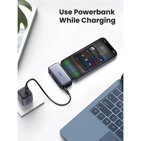УМБ Ugreen 5000mAh 22,5W USB-C In/Out, with build-in Type-C connector (PB503) сірий