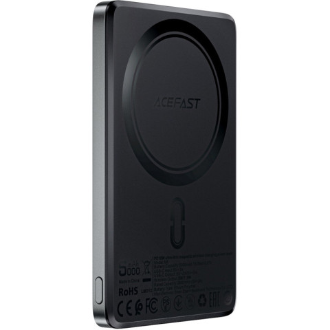 УМБ Acefast Magnetic Wireless 5000mAh 18W PD,QC 3.0, QI 7.5 Вт, ультра тонкий, M8 Black