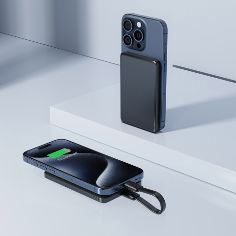 УМБ Acefast Magnetic Wireless 5000mAh 18W PD,QC 3.0, QI 7.5 Вт, ультра тонкий, M8 Black
