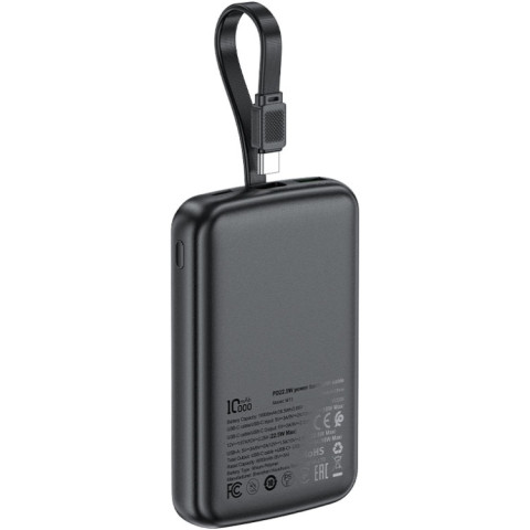 УМБ Acefast 10000mAh 22.5W PD,QC3.0 2xUSB-C,USB-A, with build Type-C cable, M13 Black