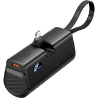 УМБ Vention 4800mAh 22,5W PD, USB-C In/Out, LED display, with built-in Lightning cable Black