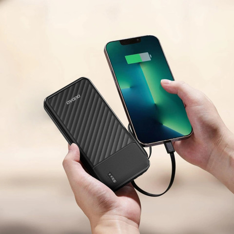 УМБ Dudao 10000mAh K11 10W USB-A,USB-C,microUSB, with USB-A/USB-C/Lightning/MicroUSB cables Black