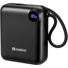 УМБ Sandberg 10000mAh 20W PD,QC3.0, USB-C In/Out, PowerThru, with built-in 2xUSB-C cables