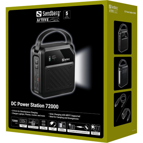 УМБ Sandberg 72000mAh 268W, DC9,6–12,6v, 2xUSB-A, 2xUSB-C 100w In/Out, LMFP, ліхтарик 6Вт