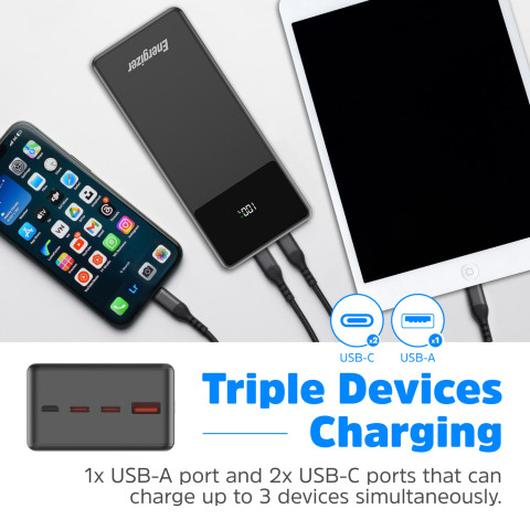 УМБ Energizer 27000mAh 65W PD,QC3.0,USB-А, 2хUSB-C, Micro-USB, LCD display,Black