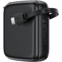 УМБ Acefast 10000mAh 20W PD,QC3.0 USB-C In/Out with build Type-C cable, M15 Black