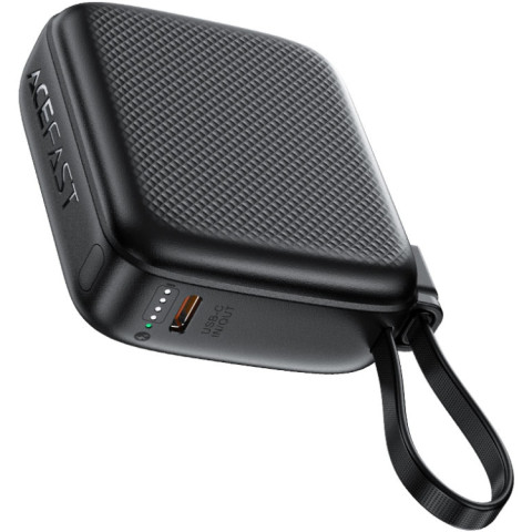 УМБ Acefast 10000mAh 20W PD,QC3.0 USB-C In/Out with build Type-C cable, M15 Black