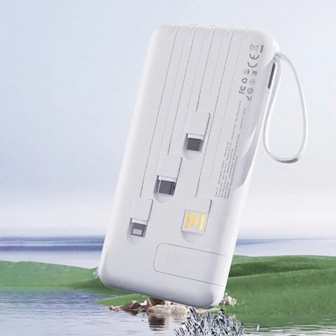 УМБ Dudao 10000mAh K11 10W USB-A,USB-C,microUSB, with USB-A/USB-C/Lightning/MicroUSB cables White