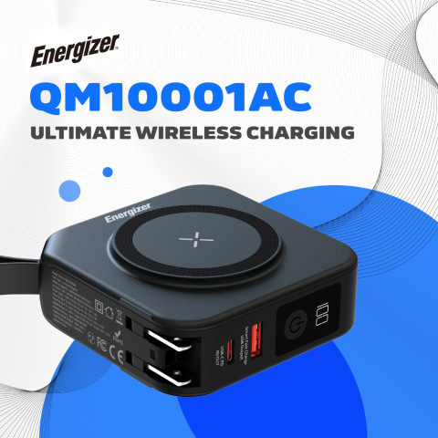УМБ Energizer Magnetic Wireless 10000mAh 20W PD,AC зарядка,QI-15W, built-in USB-C,USB-А,USB-C In/Out