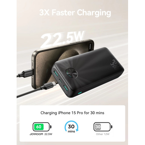УМБ Joyroom 20000mAh 22,5W PD,QC3.0, 2xUSB-A, USB-C In/Out Black