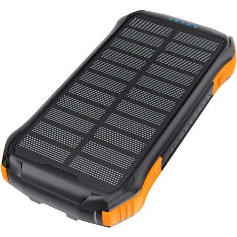 УМБ Choetech 10000mAh 2xUSB-A,1xUSB-C,solar panel, Qi-5W Black-Orange