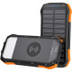 УМБ Choetech 10000mAh 2xUSB-A,1xUSB-C,solar panel, Qi-5W Black-Orange