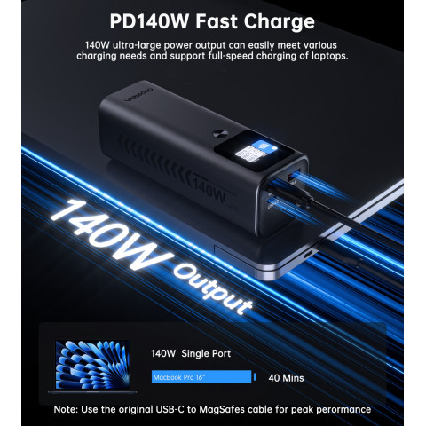 УМБ Choetech 27000mAh 140W PD5.0,QC3.0, USB-A, 2xUSB-C In/Out, TFT Display, black