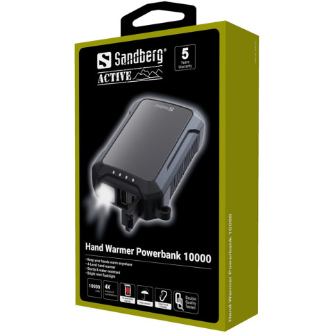 УМБ Sandberg 10000mAh Hand Warmer з обігрівачем рук 2A, USB, Type-C in, PowerThru, LED ліхтар 1W