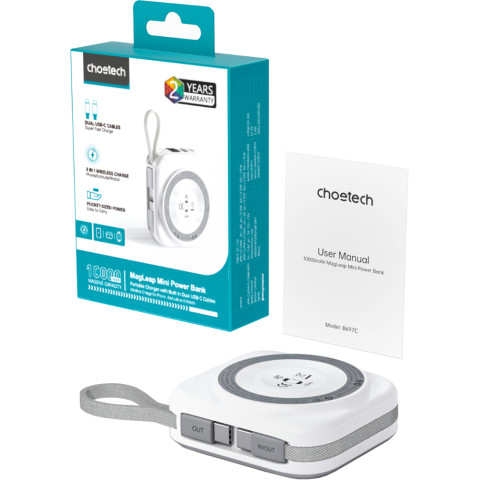 УМБ Choetech Magnetic Wireless 10000mAh 22,5W PD USB-A,USB-C,build-in USB-C,Apple Watch charger