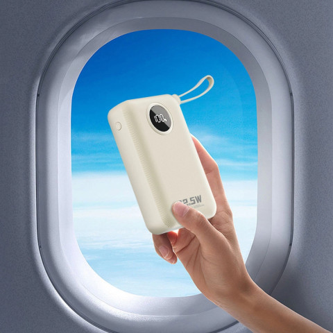 УМБ Dudao 20000mAh K14+ 22,5W PD,QC USB-A,USB-C In/Out,with built-in USB-C/Lightning cables White