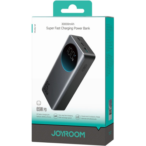 УМБ Joyroom 30000mAh 65W PD,QC3.0, USB-A, 2xUSB-C In/Out, Black