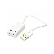 Звукова карта USB AUX jack, 2*TRS (Mic + Ear), Virtual 7.1 Channel, C-Media, кабель 25 см, біла