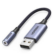 Звукова карта USB AUX jack, TRRS (Mic + Ear) KT0210 25 СМ Ugreen Чорна CM477