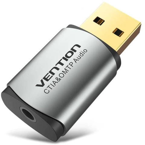 Звукова карта USB AUX jack, TRRS Metal (OMTP-CTIA) Vention сіра