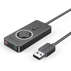 Звукова карта USB AUX jack, 3*TRS (Mic + Ear) 0.15m Volume Control чорна