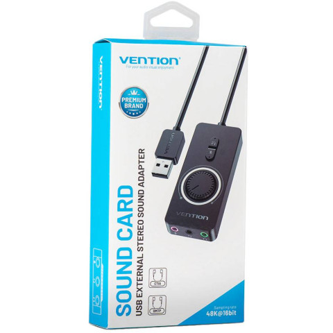 Звукова карта USB AUX jack, 3*TRS (Mic + Ear) 0.15m Volume Control чорна