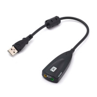 Звукова карта USB AUX jack, 2*TRS (Mic + Ear) Virtual 7.1 Channel, C-Media, кабель 25 см, чорна