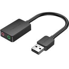 Звукова карта USB AUX jack, 2*TRRS (Mic + Ear) 1м Vention чорна